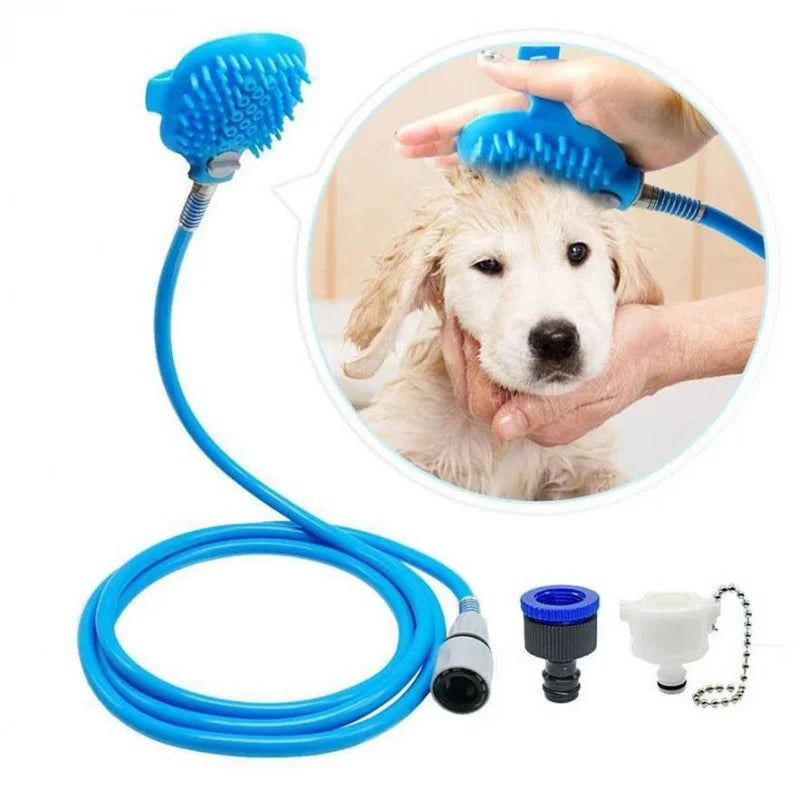 Luva massageadora de silicone com mangueira para banho de animais